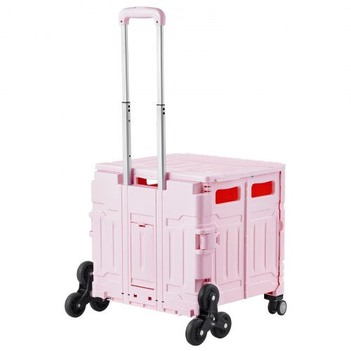 Foldable Utility Cart 65L Collapsible Portable Crate Rolling Cart with Stair