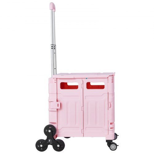 Foldable Utility Cart 65L Collapsible Portable Crate Rolling Cart with Stair