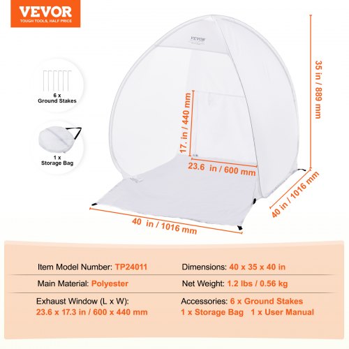 Spray Paint Shelter 40 x 35 x 40 in PopUp Portable Spray Paint Tent