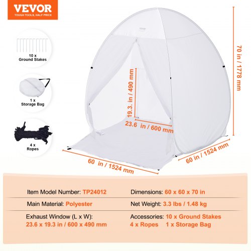 Spray Paint Shelter 60 x 60 x 70 in PopUp Portable Spray Paint Tent