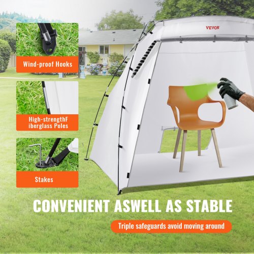 Portable Paint Booth Larger Spray Paint Tent with Builtin Floor Mesh
