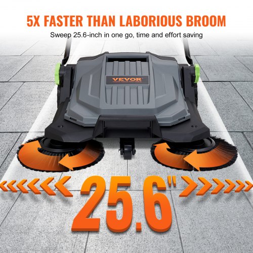 Walkbehind Hand Push Floor Sweeper 256 Sweeping Width Floor Sweeper