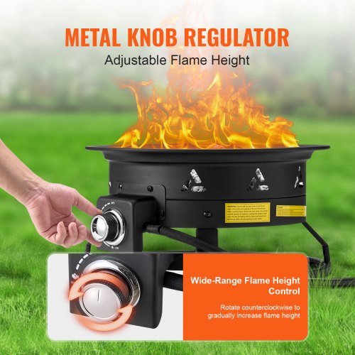 Propane Fire Pit 19Inch Diameter Outdoor Portable Gas Fire Pit with Cover