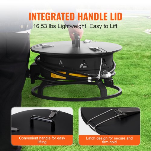 Propane Fire Pit 19Inch Diameter Outdoor Portable Gas Fire Pit with Cover