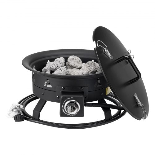 Propane Fire Pit 19Inch Diameter Outdoor Portable Gas Fire Pit with Cover
