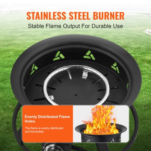 Propane Fire Pit 24Inch Diameter Outdoor Portable Gas Fire Pit with Cover
