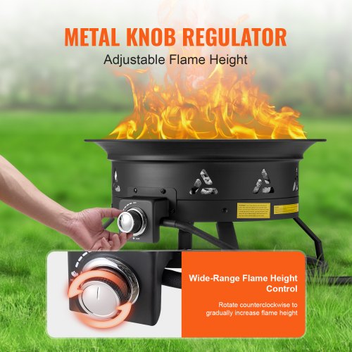 Propane Fire Pit 24Inch Diameter Outdoor Portable Gas Fire Pit with Cover