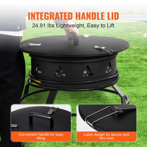Propane Fire Pit 24Inch Diameter Outdoor Portable Gas Fire Pit with Cover