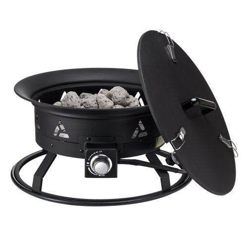 Propane Fire Pit 24Inch Diameter Outdoor Portable Gas Fire Pit with Cover