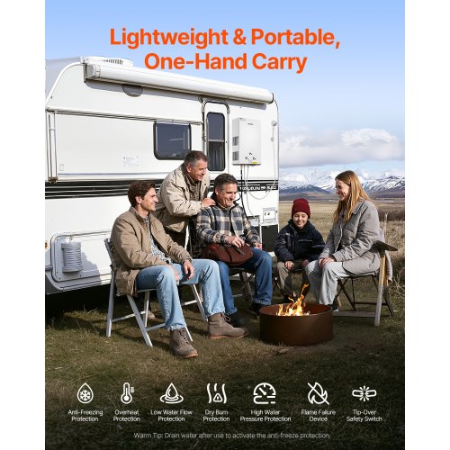 Portable Propane Water Heater 10L Tankless Outdoor Water Heater 68000 BTU
