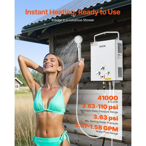 Portable Propane Water Heater 6L Tankless Outdoor Water Heater 41000 BTU