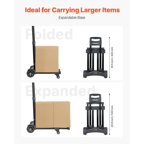 Folding Hand Truck 290 lbs Load Capacity Collapsible Luggage Cart with 4