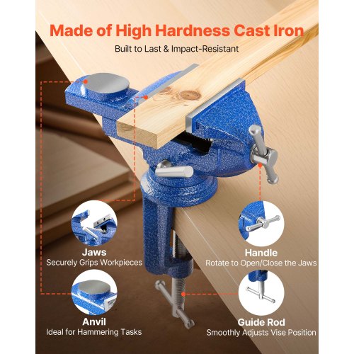 Bench Vise 3 Inch Portable Workbench Vice With 360 Swivel Base Quick Release