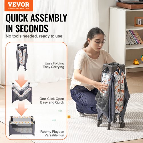Baby Playpen Travel Crib QuickFolding Playpen for Baby Toddler Portable