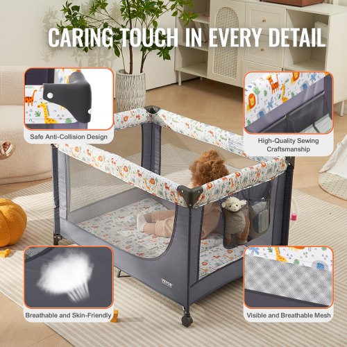 Baby Playpen Travel Crib QuickFolding Playpen for Baby Toddler Portable