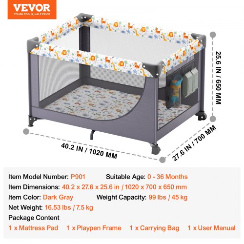 Baby Playpen Travel Crib QuickFolding Playpen for Baby Toddler Portable