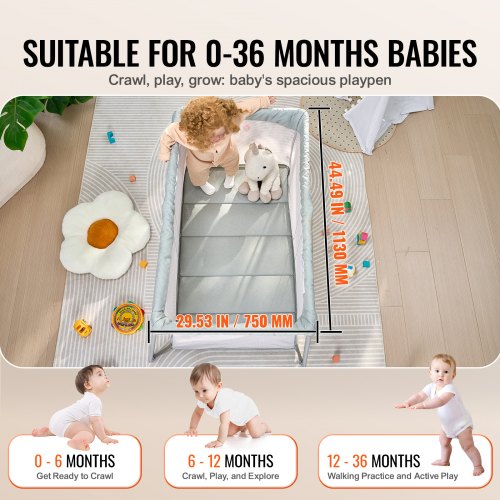 Baby Travel Crib and Play Yard Folding Baby Playpen with Soft Mattress Pad