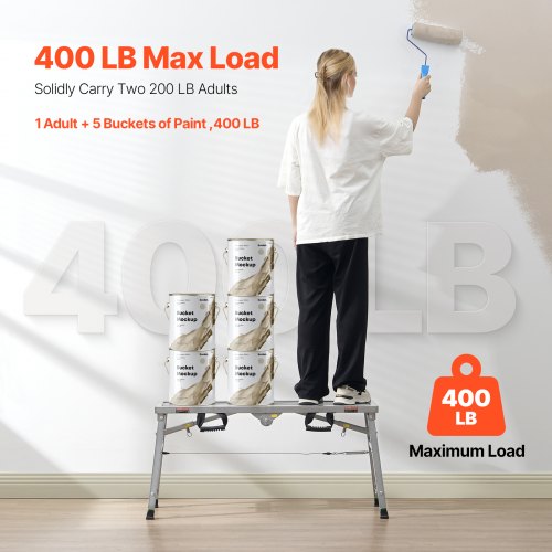 Work Platform 3 Gear Adjustable Height Folding Alloy Steel Step Ladder