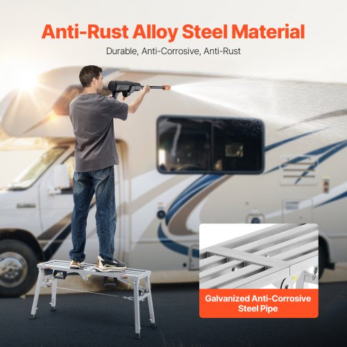 Work Platform 3 Gear Adjustable Height Folding Alloy Steel Step Ladder