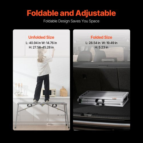 Work Platform 4 Gear Adjustable Height Folding Alloy Steel Step Ladder