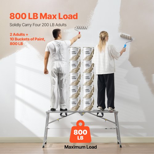 Work Platform 4 Gear Adjustable Height Folding Alloy Steel Step Ladder