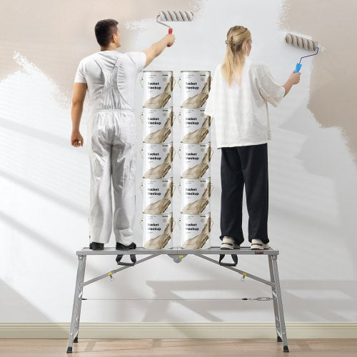 Work Platform 4 Gear Adjustable Height Folding Alloy Steel Step Ladder