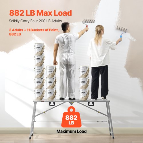 Work Platform 4 Gear Adjustable Height Folding Alloy Steel Step Ladder