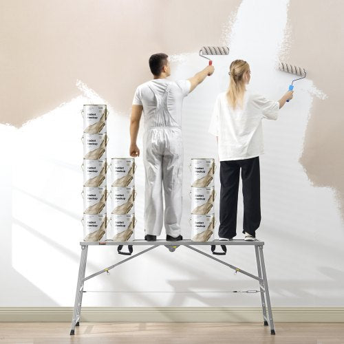 Work Platform 4 Gear Adjustable Height Folding Alloy Steel Step Ladder