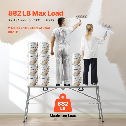 Work Platform 4 Gear Adjustable Height Folding Alloy Steel Step Ladder