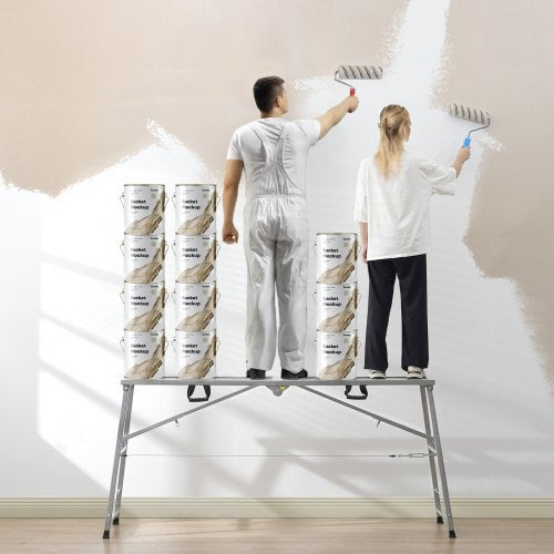 Work Platform 4 Gear Adjustable Height Folding Alloy Steel Step Ladder