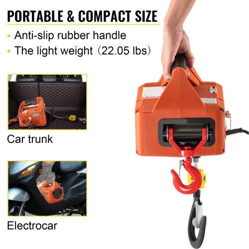 3in1 Electric Hoist Winch 1100lbs Portable Electric Winch 110V Power