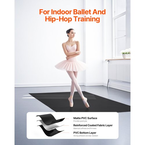 Dance Floor 66 x 3 Portable Yoga Mat with Organizer Bag 1.5 mm Thick