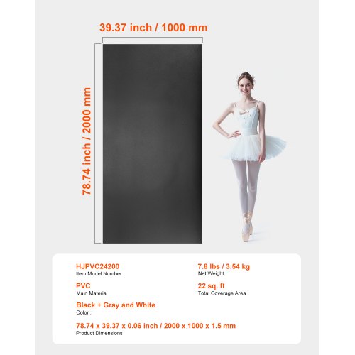 Dance Floor 66 x 3 Portable Yoga Mat with Organizer Bag 1.5 mm Thick