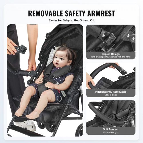 Lightweight Stroller Compact Easy Fold MultiPosition Recline Canopy