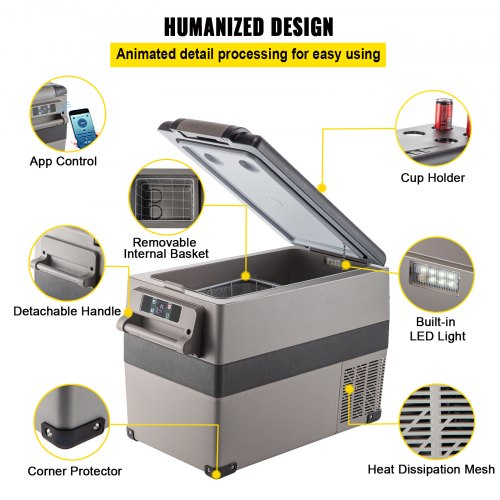 12 Volt Refrigerator 48 Quart 45L Fast Cooling Portable Freezer with App