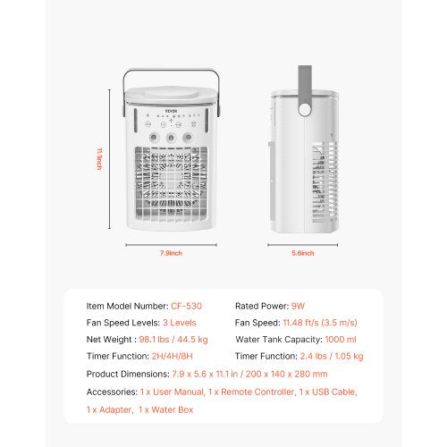 Portable Air Conditioner 4in1 Evaporative Air Cooler with Remote Control