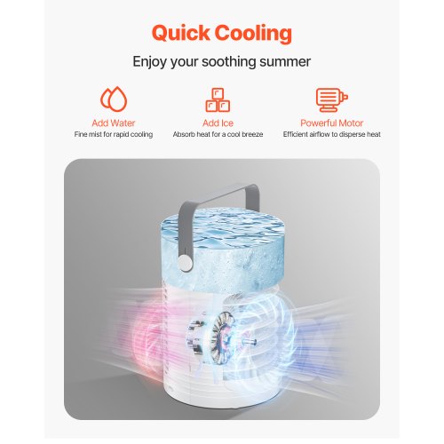 Portable Air Conditioner 4in1 Evaporative Air Cooler 3Speed Mini Air