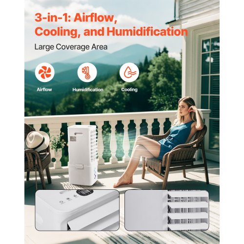 Portable Air Conditioner 9L 550 CFM Swamp Cooler Air Conditioner with 12H