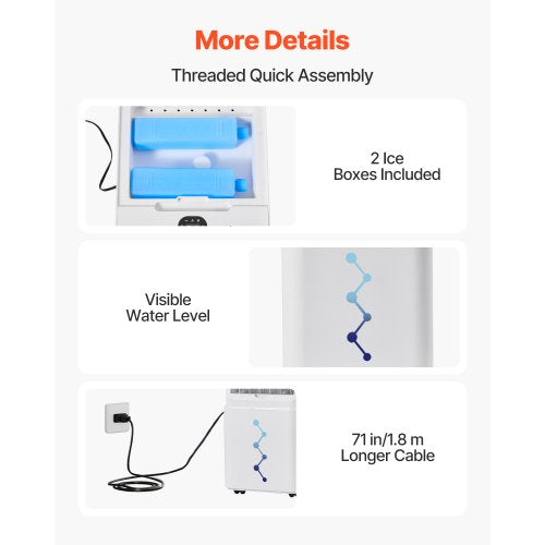 Portable Air Conditioner 9L 550 CFM Swamp Cooler Air Conditioner with 12H