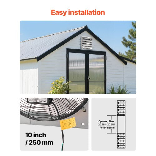 20 inch Shutter Exhaust Fan Wall Mounted Attic Vent Fan with 3000 CFM