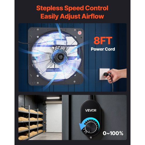 20 inch Shutter Exhaust Fan Wall Mounted Attic Vent Fan with Variable Speed