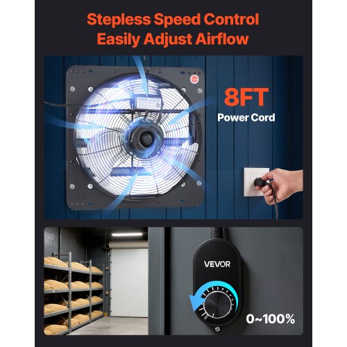 18 inch Shutter Exhaust Fan Wall Mounted Attic Vent Fan with Variable Speed