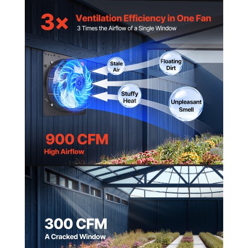 10 inch Shutter Exhaust Fan Wall Mounted Attic Vent Fan with Variable Speed