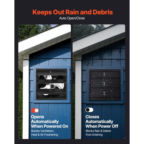 10 inch Shutter Exhaust Fan Wall Mounted Attic Vent Fan with Variable Speed