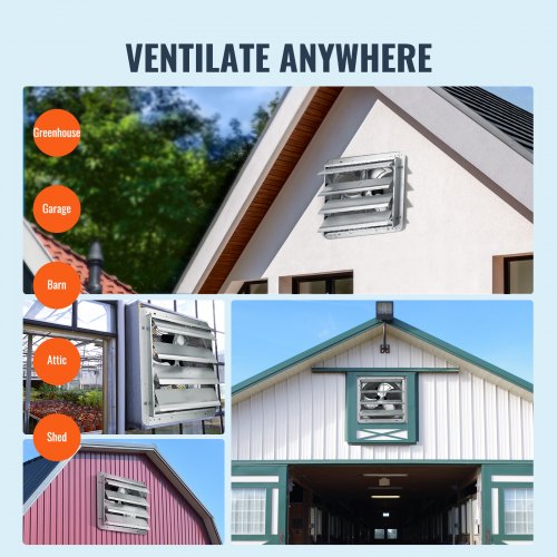 16 Shutter Exhaust Fan Highspeed 2000 CFM Aluminum Wall Mount Attic Fan