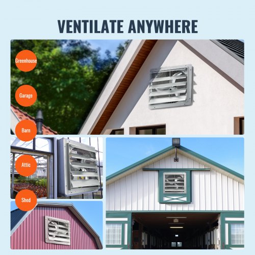 24 Shutter Exhaust Fan Highspeed 3320 CFM Aluminum Wall Mount Attic Fan