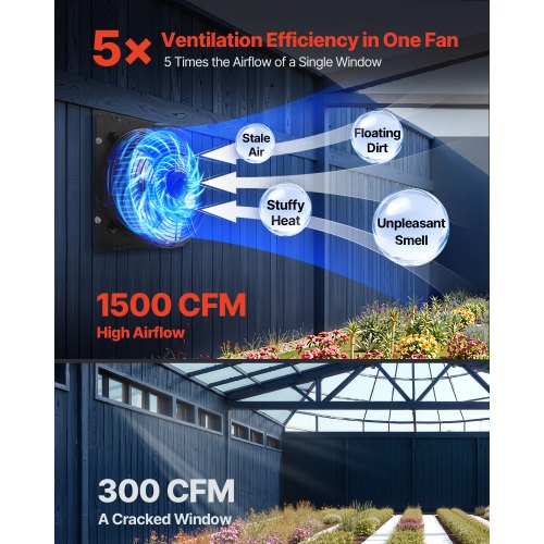 12 inch Shutter Exhaust Fan Wall Mounted Attic Vent Fan with Smart