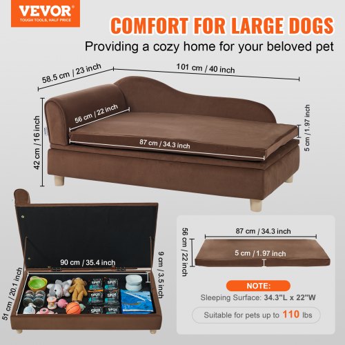 Pet Sofa Dog Couch for LargeSized Dogs and Cats Soft Velvety Dog Sofa