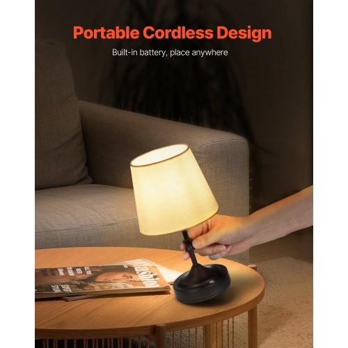 Cordless Table Lamp 5200mAh Builtin Rechargeable Battery Small Desk Lamp