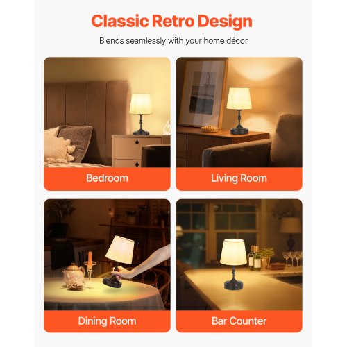 Cordless Table Lamp 5200mAh Builtin Rechargeable Battery Small Desk Lamp